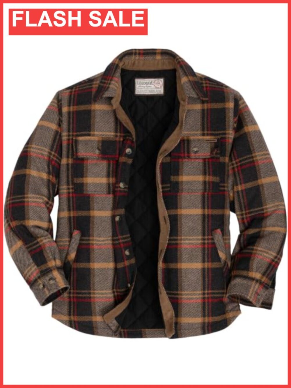 Wool Blend Insulated Button Up Shirt Jacket Plaid Quilted Lined